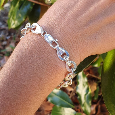 Bracelet En Argent Sterling Épais - Occasion Avec Patine Du Temps