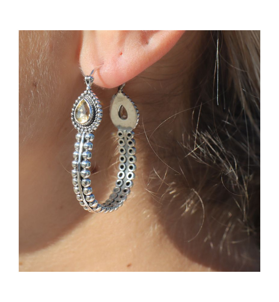 creoles argent pierre