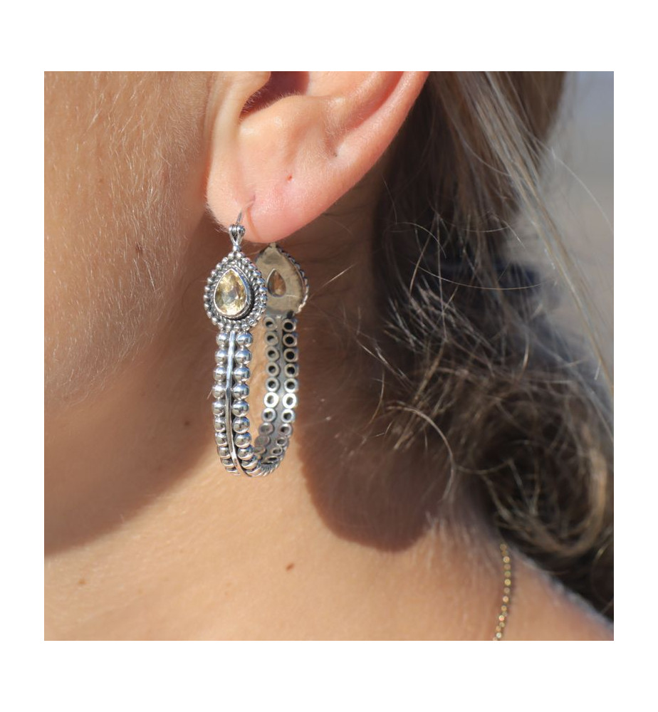 boucles d'oreilles quartz lemon