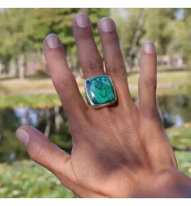 bague argent avec azurite malachite