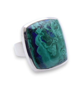 bague argent avec azurite malachite