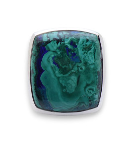 bague argent avec pierre azurite malachite