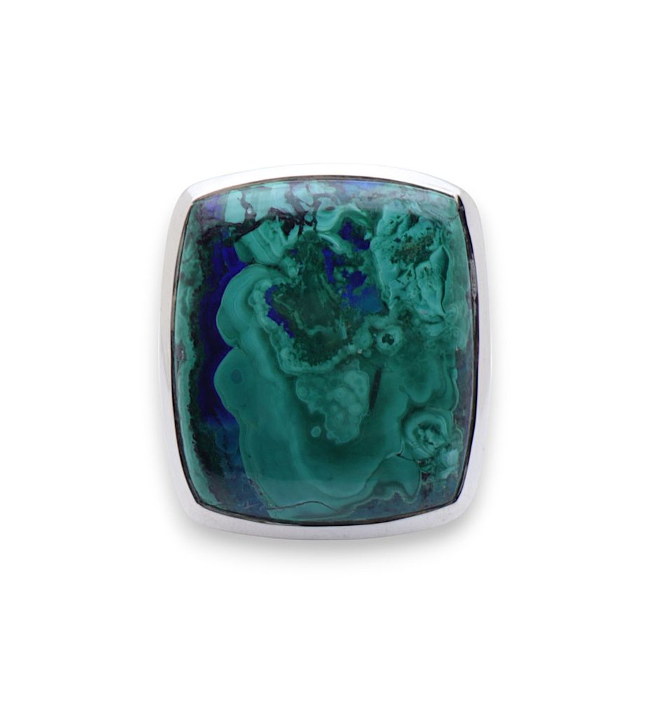 bague argent avec pierre azurite malachite