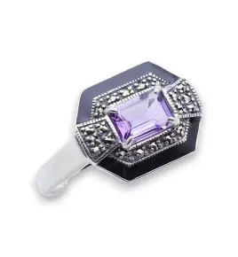 bague amethyste marcassite