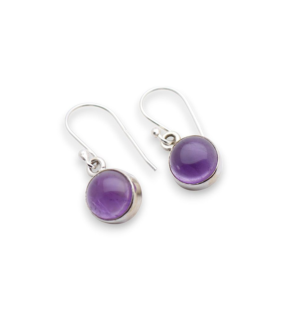 Boucles D'oreilles S&G – Argent 925 & Améthyste Violette – Pendantes, Dormeuses – Réf. R3500711