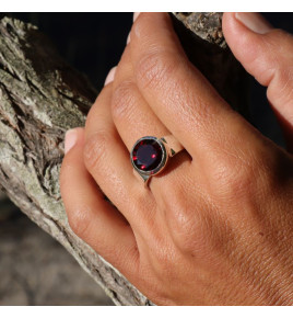bague grenat argent