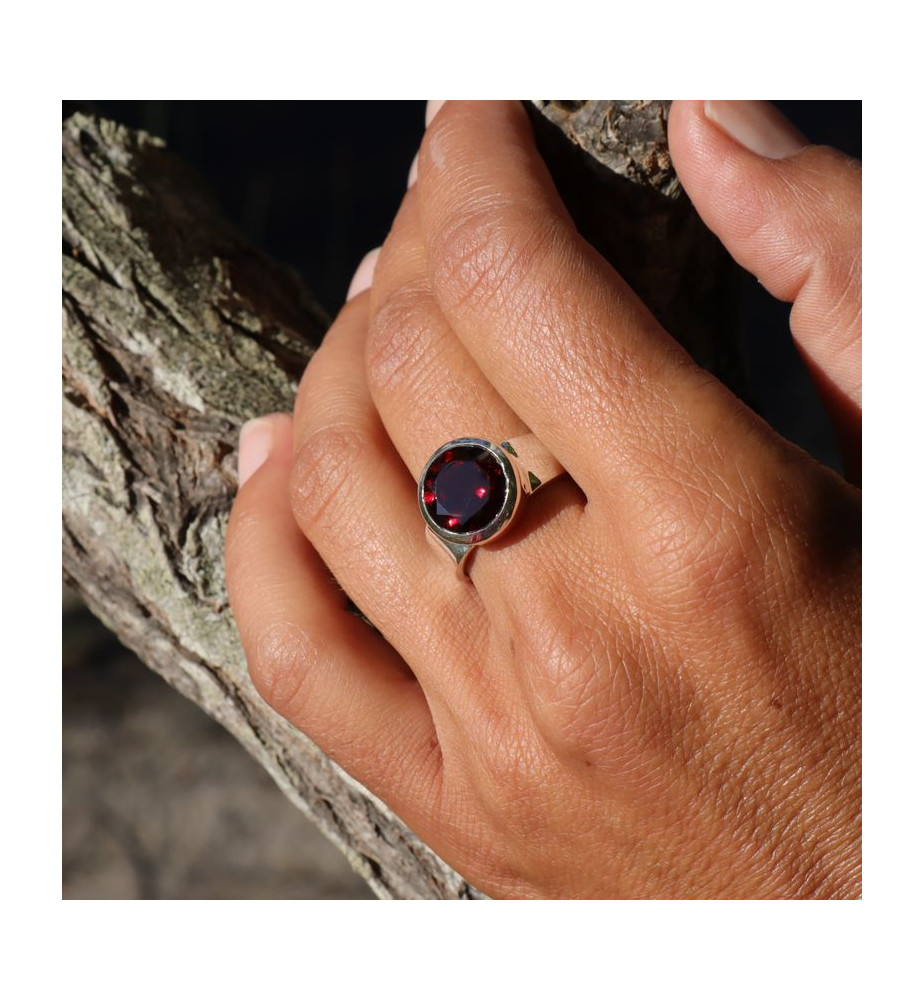 bague grenat argent