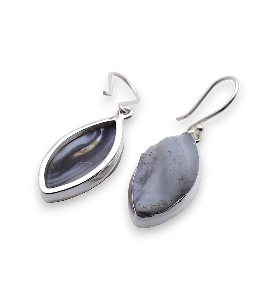 boucles d oreilles calcédoine bleue