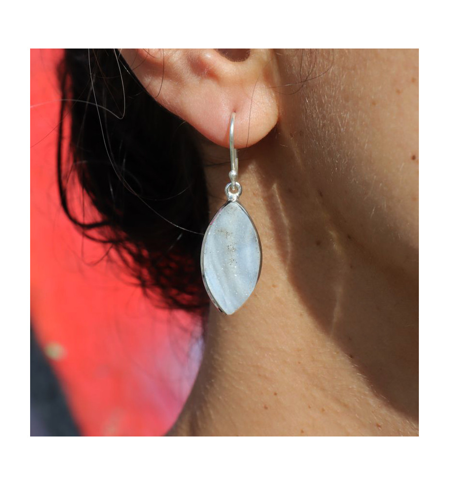 boucles d'oreilles calcédoine argent femme