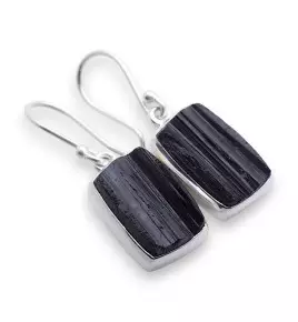 boucles argent et tourmaline noire