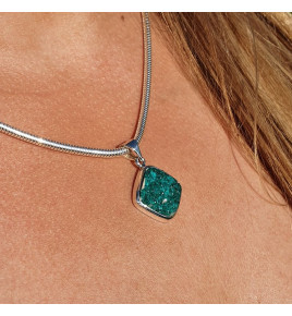 dioptase pendentif argent