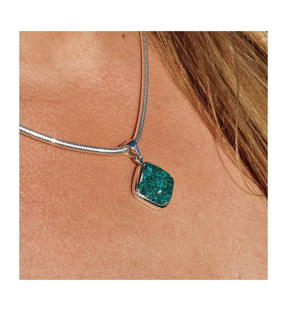 dioptase pendentif argent