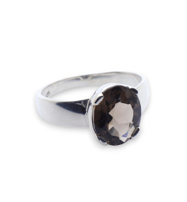 bague argent quartz fumé