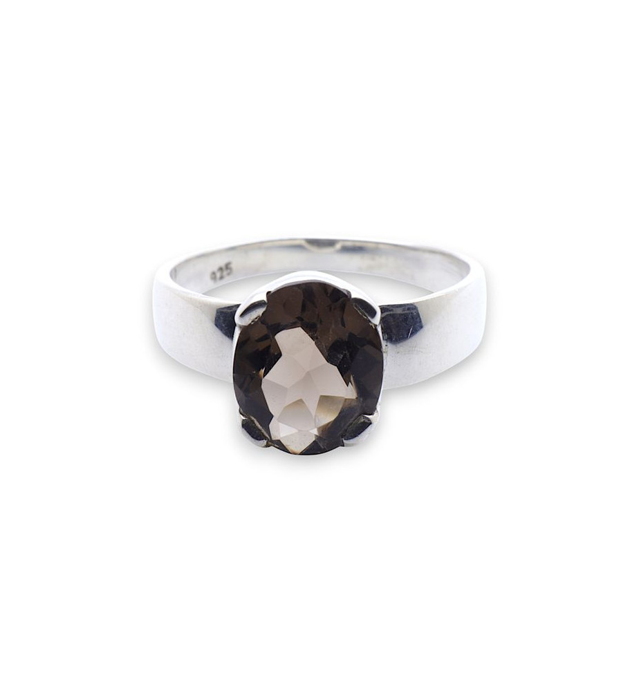 bague argent pierre marron