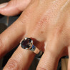 bague argent avec quartz fumé