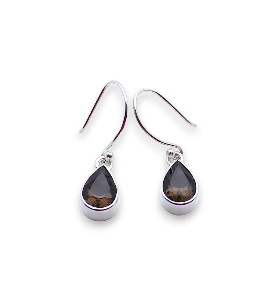 boucles d'oreilles argent quartz fumé