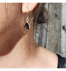 boucles d'oreilles quartz fumé