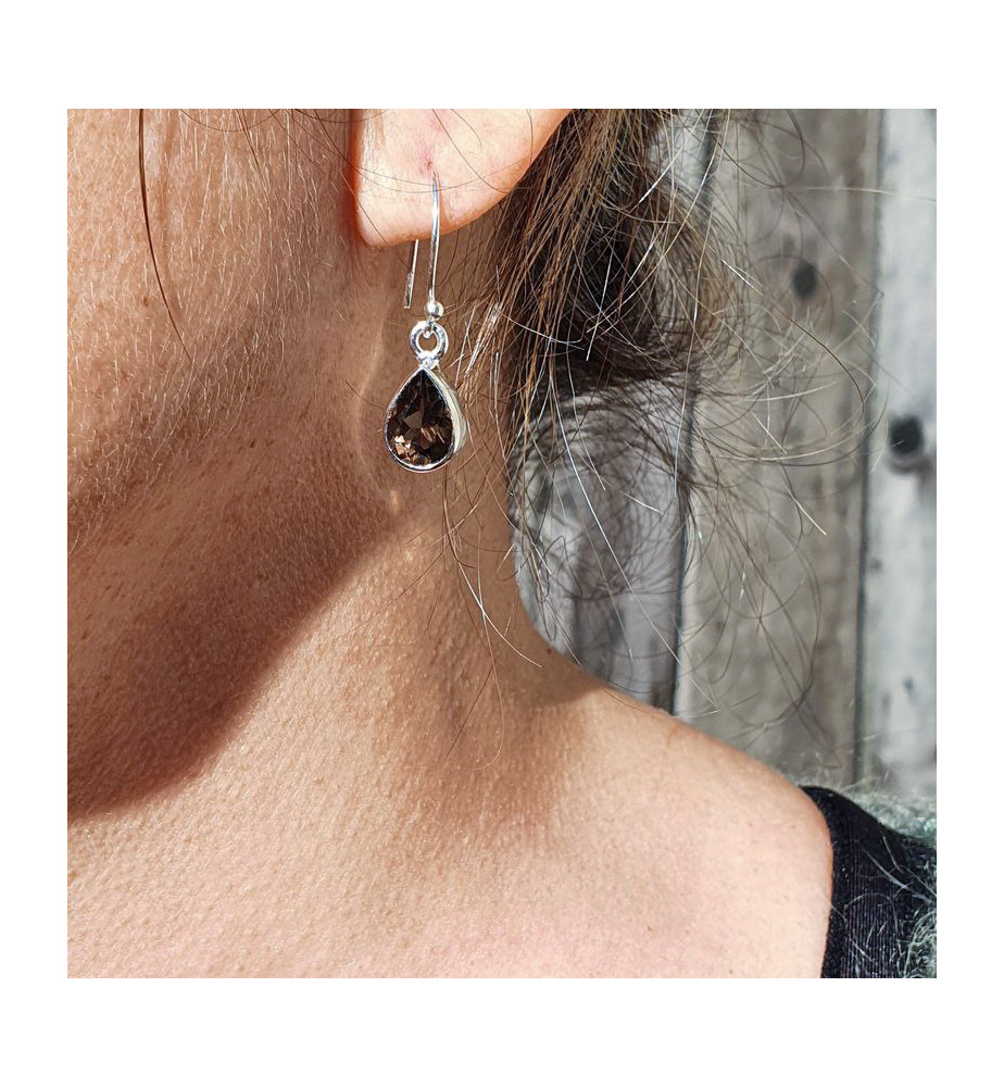 boucles d'oreilles quartz fumé