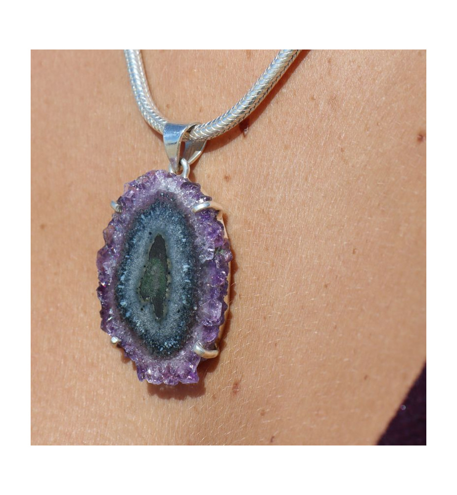 pendentif améthyste stalactite