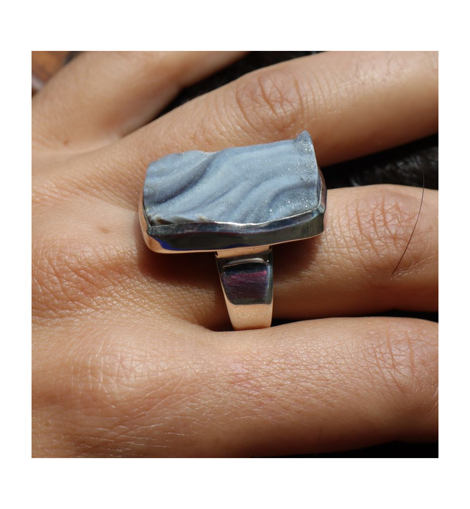 bague argent 925 et calcédoine