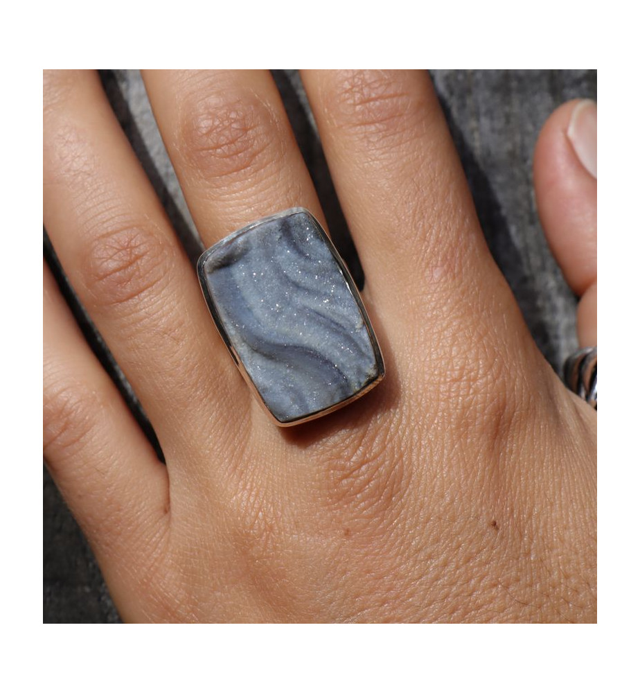 bague argent et calcédoine