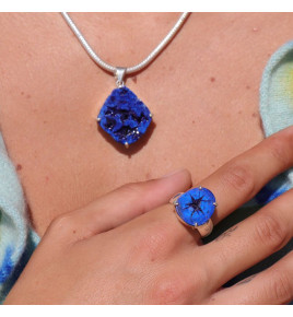 azurite bague en argent