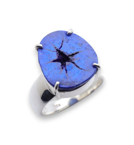 bague azurite bleu
