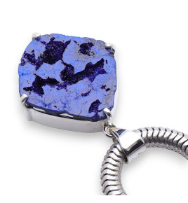 pendentif argent azurite bleue