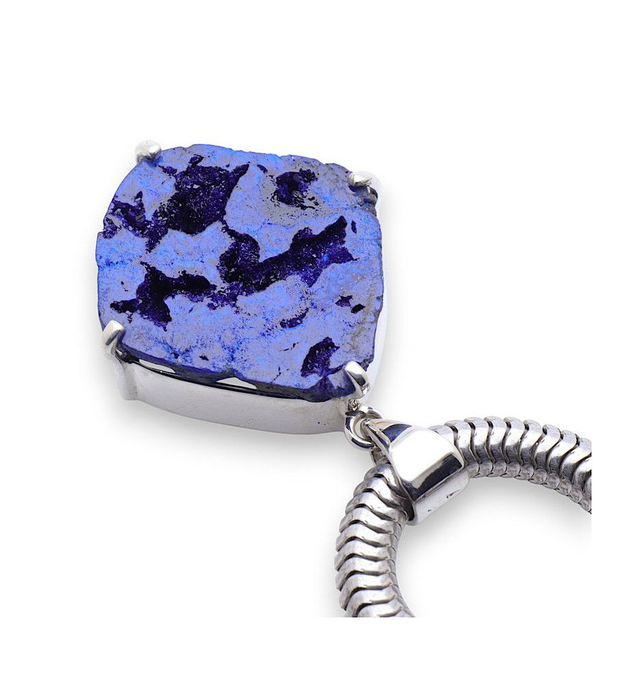 pendentif argent azurite bleue
