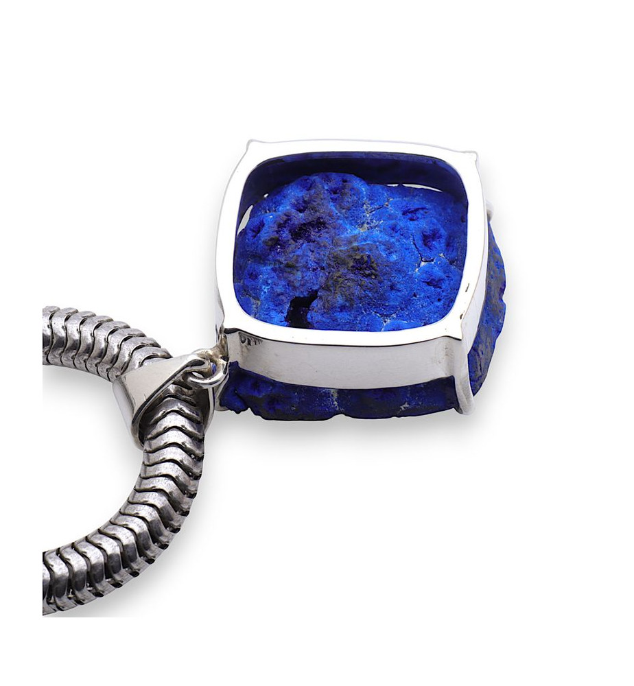 Pendentif Ancien Art Déco En Argent Avec Pierre Bleue - Bon état - Occasion