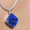 pendentif argent pierre bleue brute