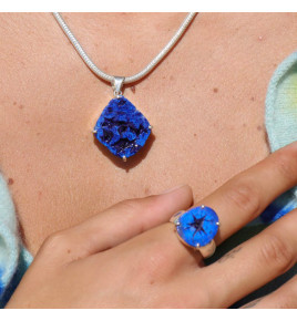 pendentif argent azurite