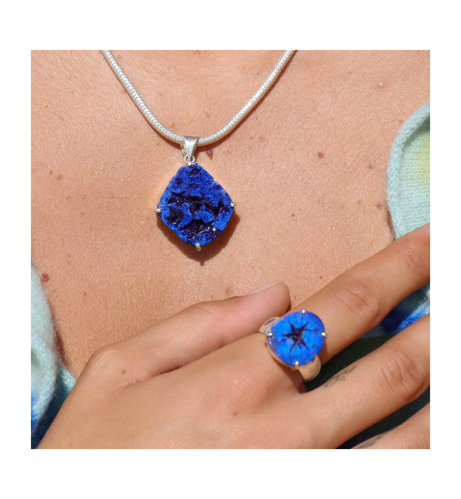 pendentif argent azurite