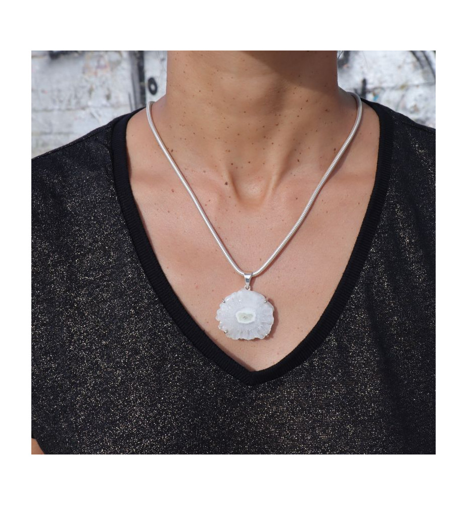pendentif quartz solaire argent 925