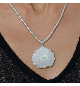 pendentif argent et quartz solaire