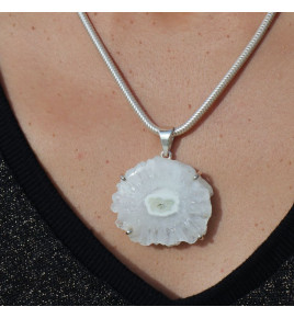 pendentif argent et quartz solaire femme