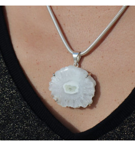 pendentif quartz solaire argent pour femme