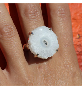 bague argent avec quartz solaire