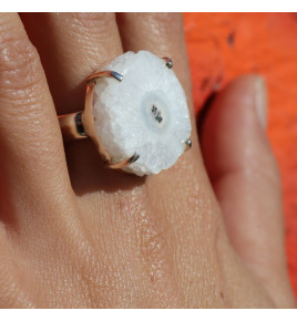 bague argent avec quartz solaire stalactite