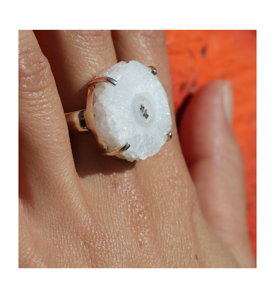 bague argent avec quartz solaire stalactite