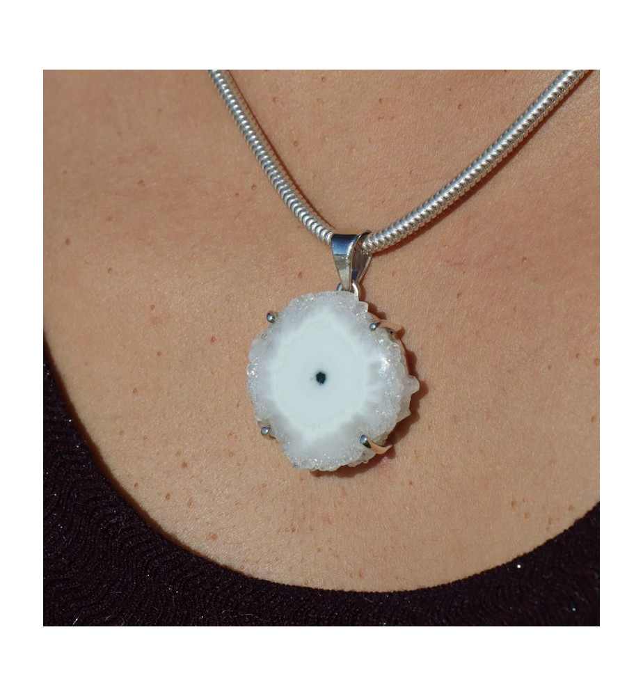 pendentif quartz solaire argent femme