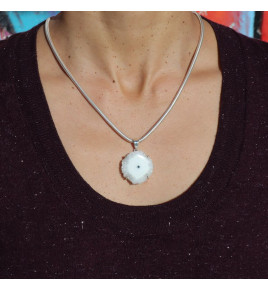 pendentif argent et quartz solaire femme