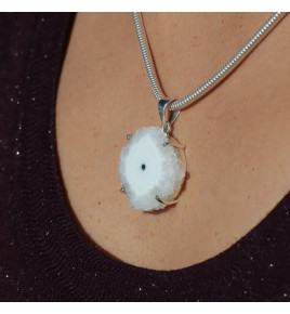 pendentif quartz solaire argent