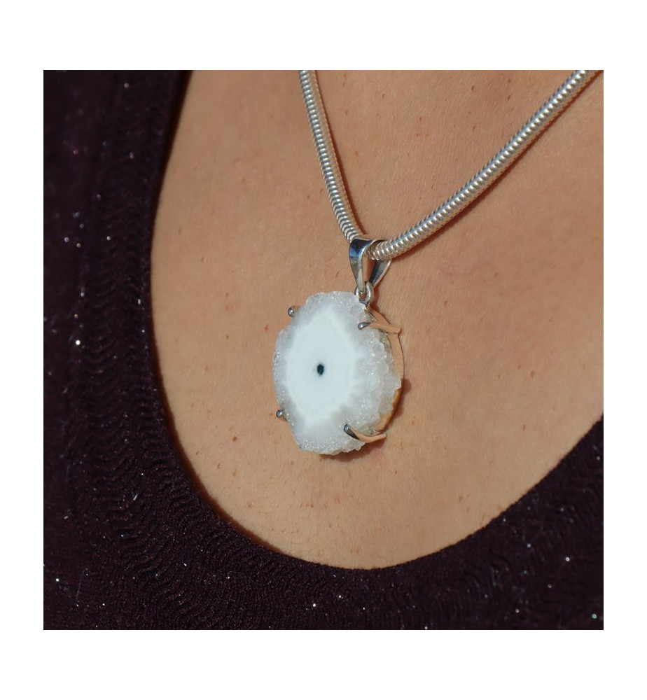 pendentif quartz solaire argent