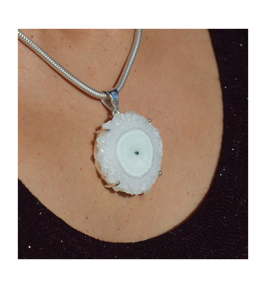 pendentif quartz solaire argent femme
