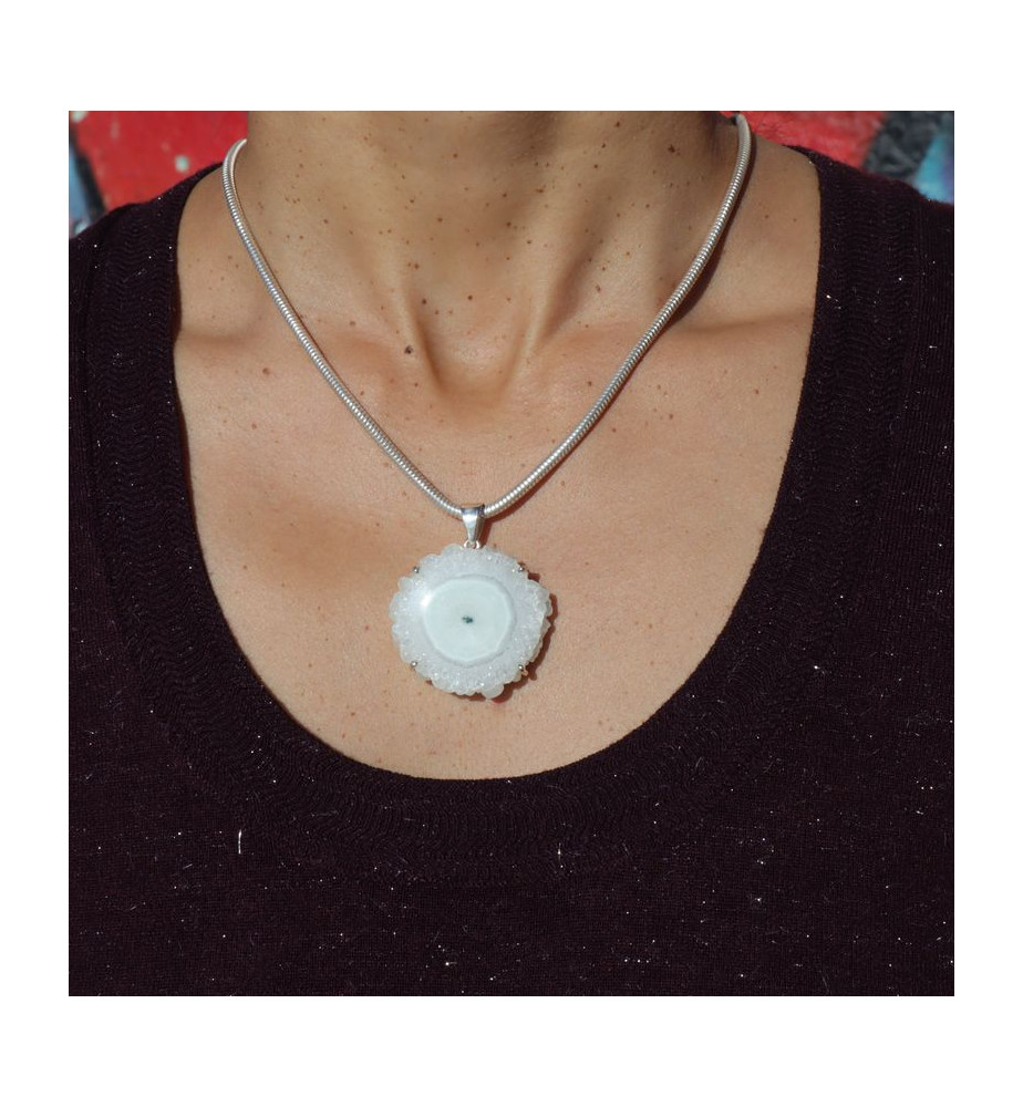 pendentif quartz solaire argent