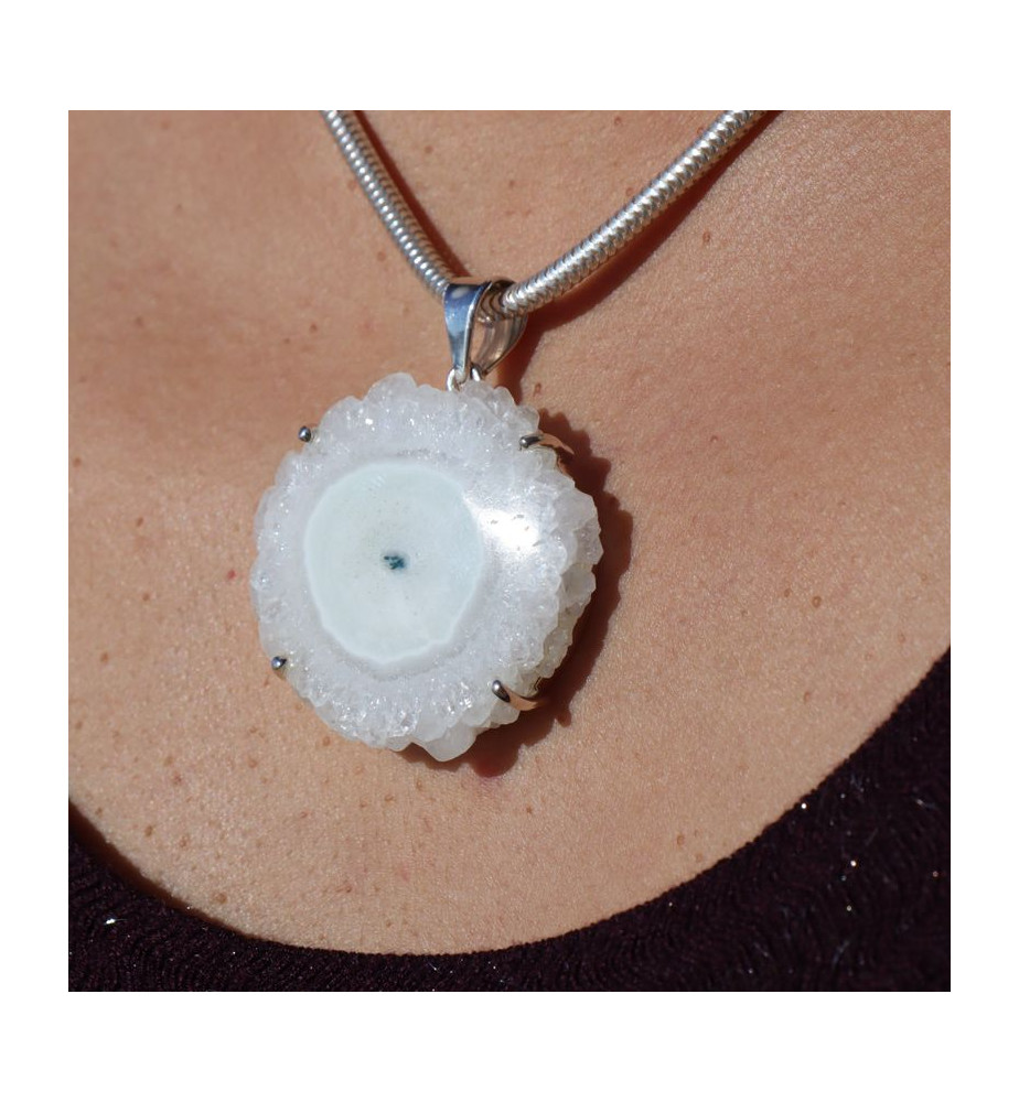 pendentif argent et quartz solaire