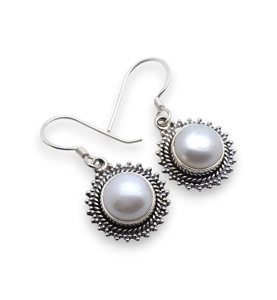 nacre blanche boucles d'oreilles