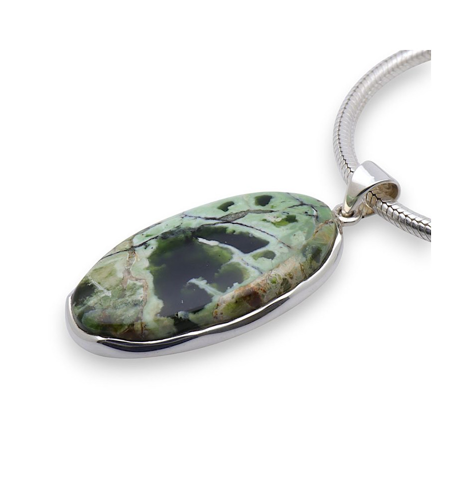 pendentif argent pierre verte