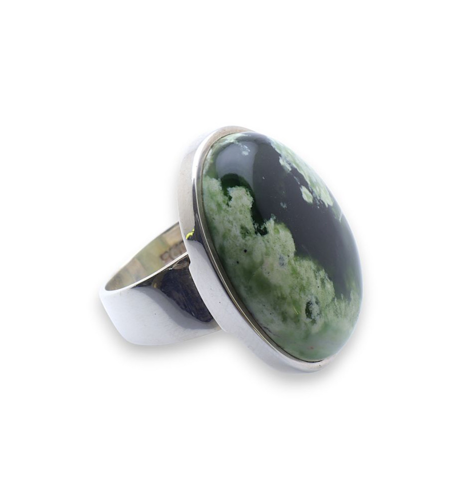 bague argent pierre verte